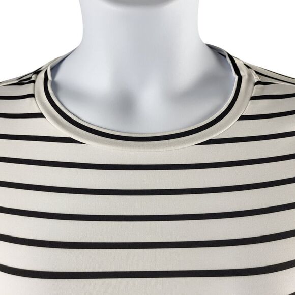 Shein Curve Size 12 Knee Length Dress Black and White Striped Silky Bodycon - Picture 9 of 11